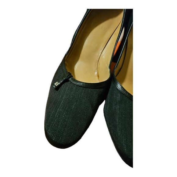 BALLY "Sitelle" Black Pinstriped Cloth Heels‎ - Size 37 1/2 - Picture 6 of 9